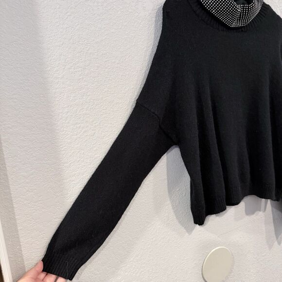 Endless Rose Embellished Neck Sweater Black Size Small Wool Blend Pullover Chic - Picture 6 of 10